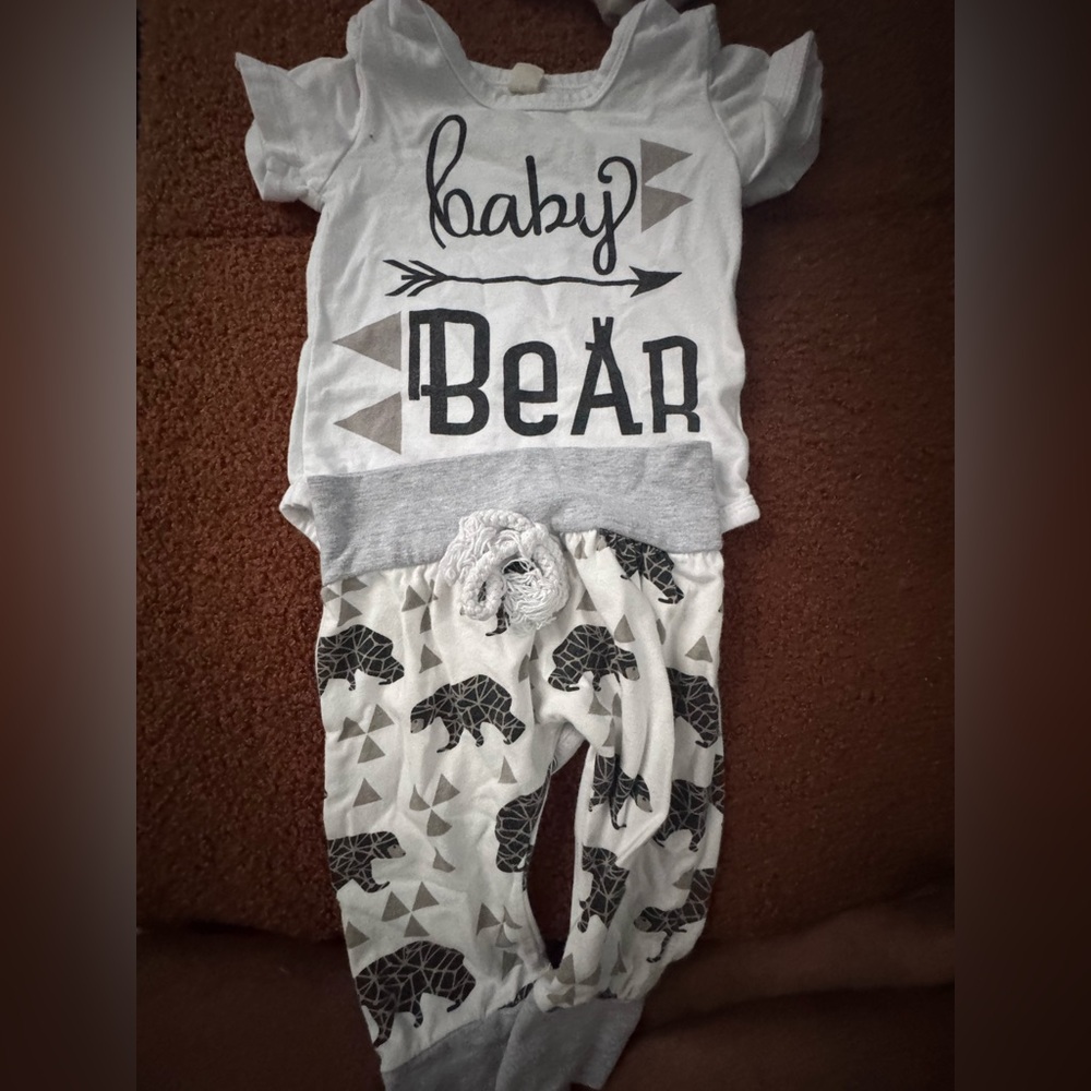 Baby Bear Outfit with Bear Print